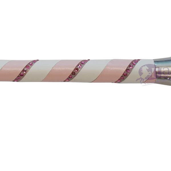 Dressurgerte Döbert rosa/weiß rosa Ledergriff zweifarbig Crystal Elements pink