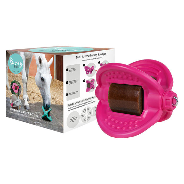 Bizzy Ball 3 in 1 Pferd pink  - Halterung für Lecksteine, Spielzeug, Aromatherapie