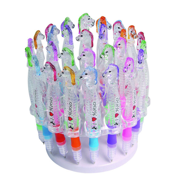 Leuchtkugelschreiber Pferd - sechs Farben
