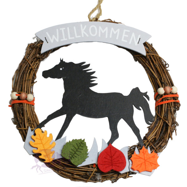 Türkranz Herbstkranz "Willkommen" Pferd