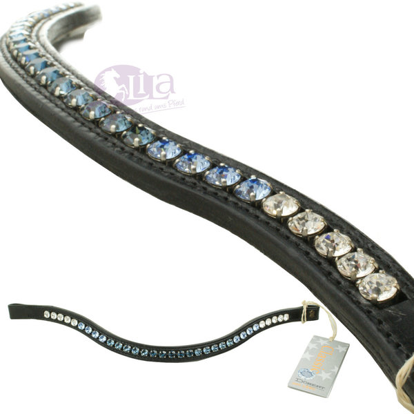Döbert Stirnband Classic Leder schwarz mit Crystal Elements blau Farbverlauf